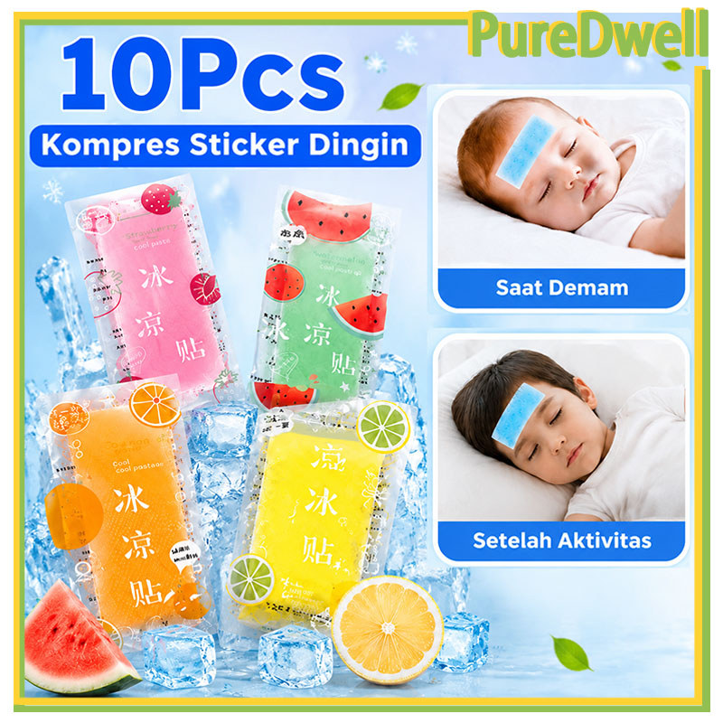 10Pcs Kompres Sticker Dingin / Kompres Stiker Penurun Panas / Plester Demam Kompres Gel / Gel Kompre