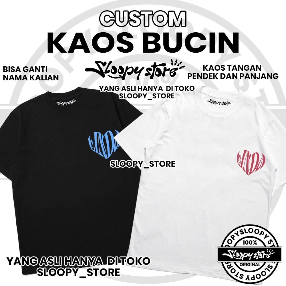Custom Kaos Sablon  Bucin Nama pasangan Wanita / Pria Baju Couple Pasangan Sloopy store