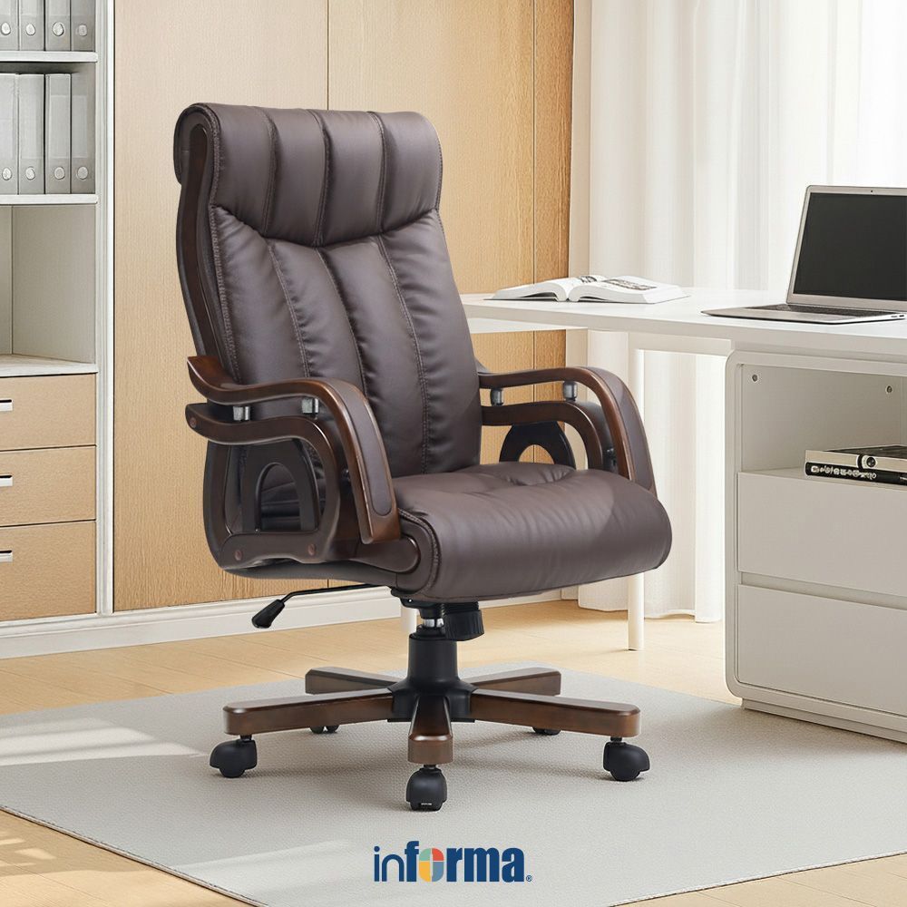 Informa President Kursi Kantor - Cokelat Tempat Duduk Kerja Dengan Roda Office Chair Kursi Staff Kar