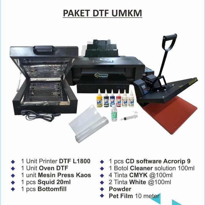 Paket Sablon DTF A3 Komplit | Printer DTF | Oven | Mesin Press | Bahan