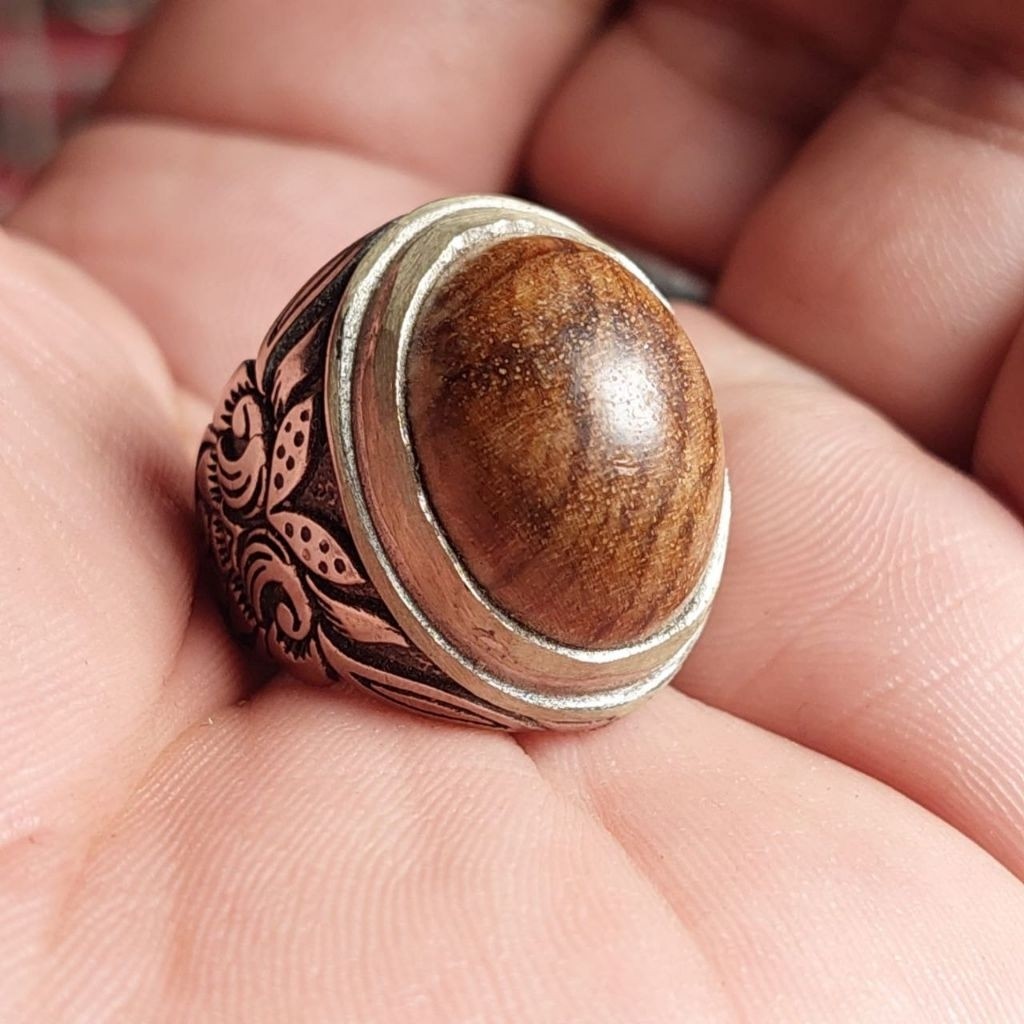 Natural kayu gaharu asli original / Cincin batu akik Natural pria wanita #Batuakik