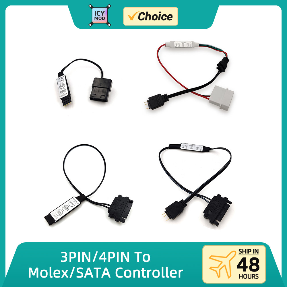 ARGB Manual Controller 5V3PIN To Molex Power Supply SATA Converter Adjust Light Interface 12V4PIN Ad