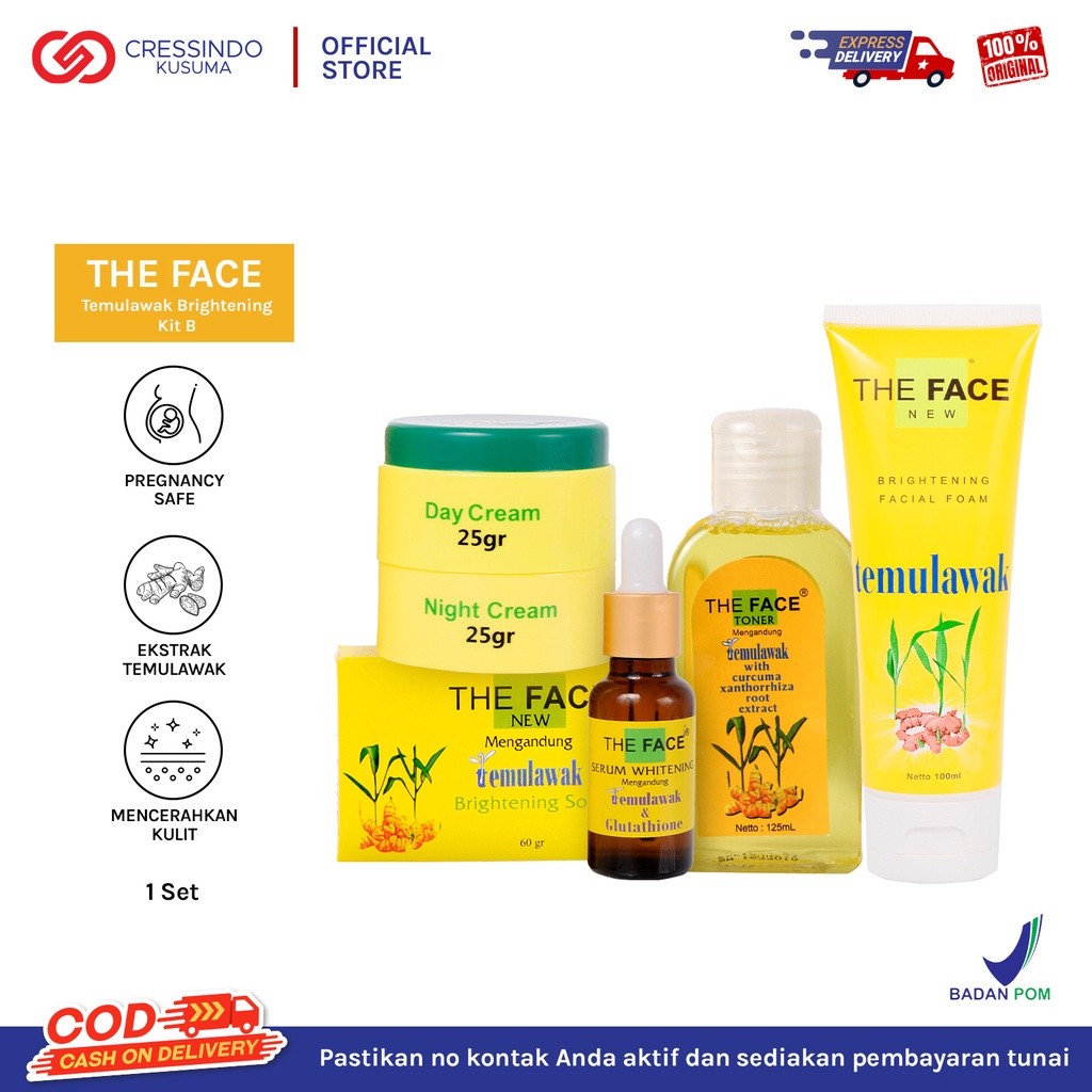new THE FACE TEMULAWAK BRIGHTENING DAY & NIGHT CREAM | TONER | SERUM | FACE WASH - SKINCARE TEMULAWA