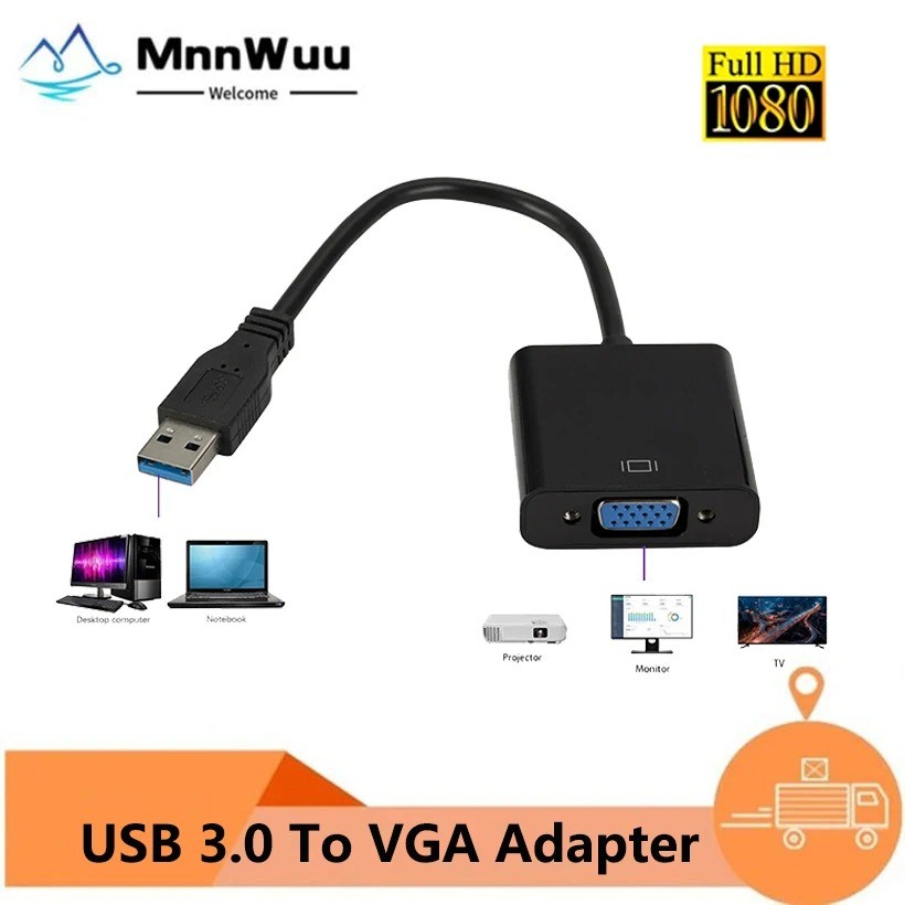 MnnWuu USB 3.0 To VGA Adapter External Video Card Mirror splay Extend splay Converter for Win 7/8/10