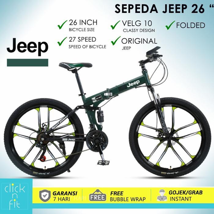 100% original Sepeda lipat gunung jeep - Hijau
