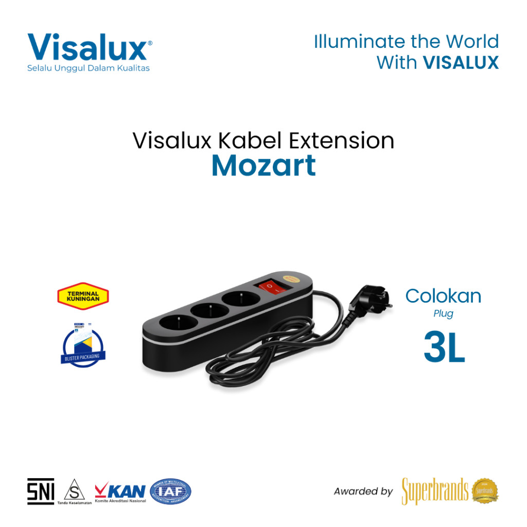 Visalux Kabel Extension Mozart - 3L (Colokan 3 Lubang) (MOZ-VEK5203E)