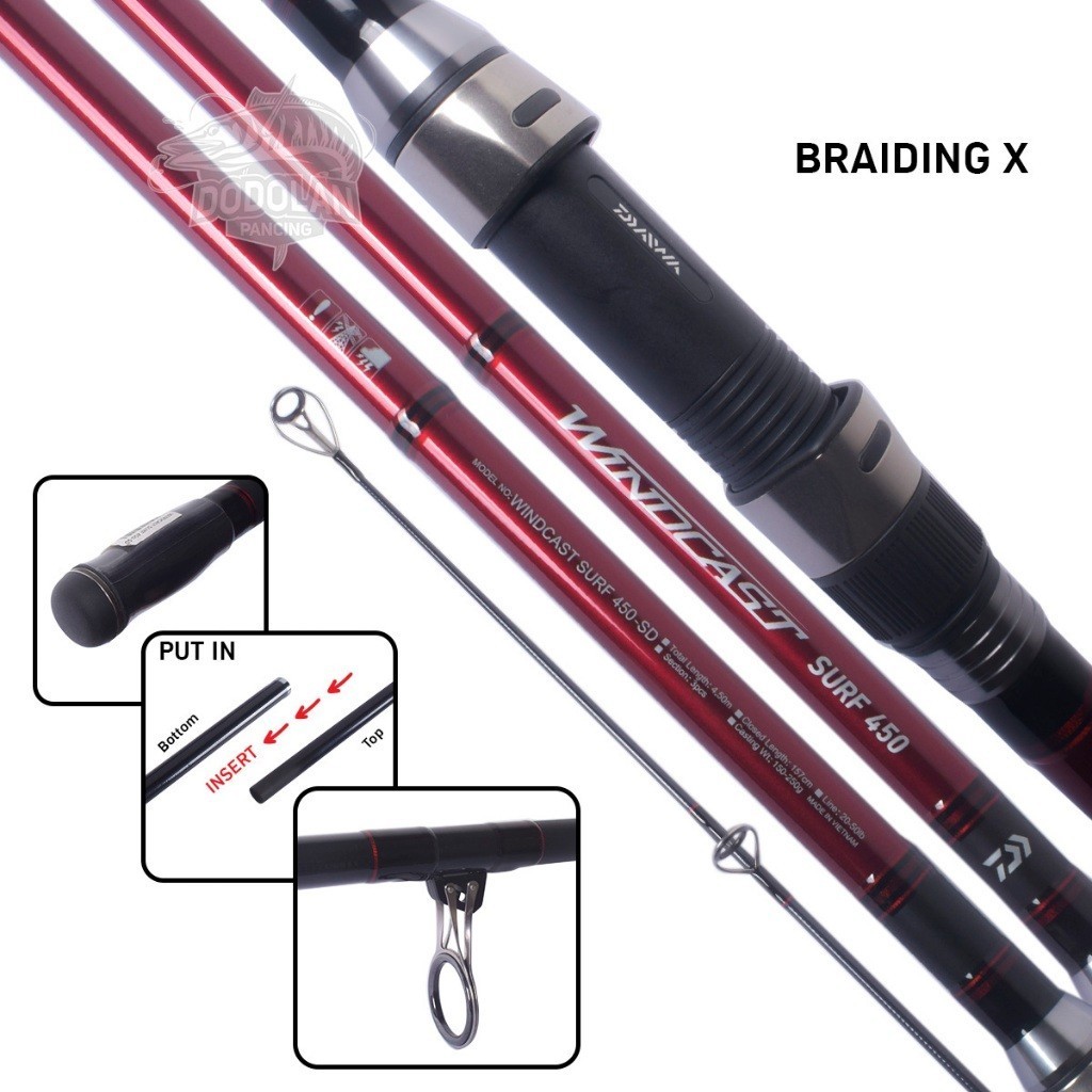 Joran Sambung 3 Daiwa Windcast Surf 45  & EX 450 SD Dodolan Pancing