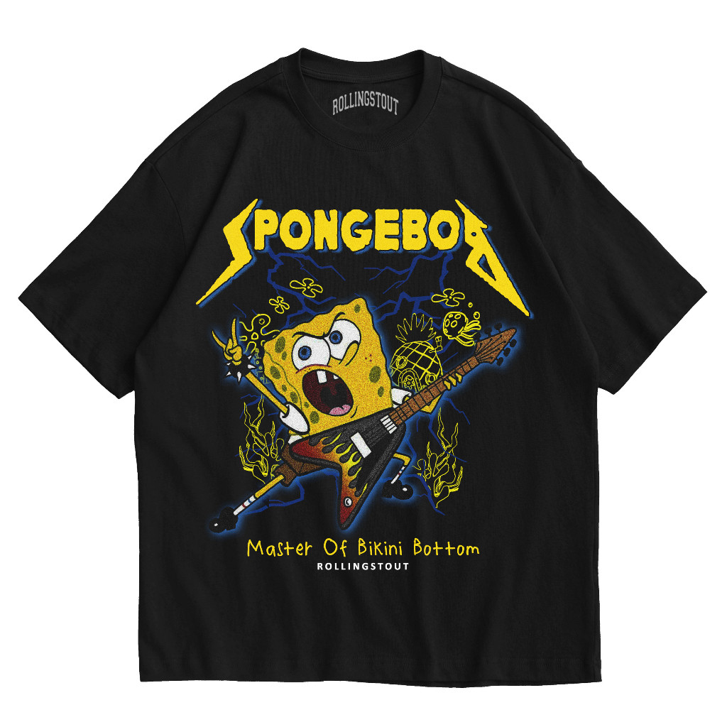 Rollingstout Tshirt -Spongebob Metal | Kaos Band | BAJU MUSIK METAL ROCK