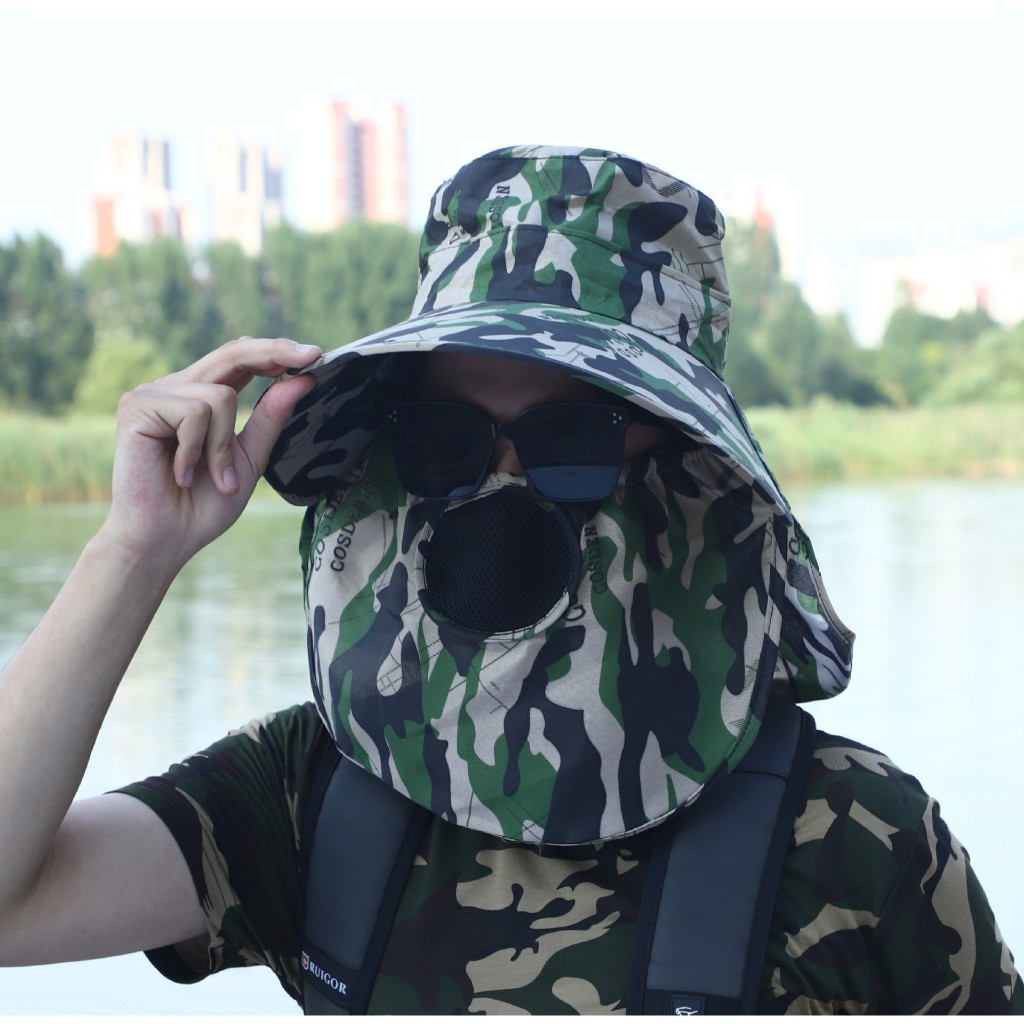 Topi Outdoor Abu Klasik Wanita – Topi Penutup Wajah & Leher Anti Panas Unisex
