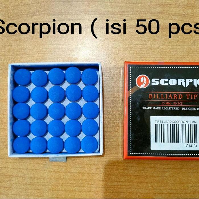 Scorpion master tip cue tip ujung stick billiard isi 50 pcs - 10 mm