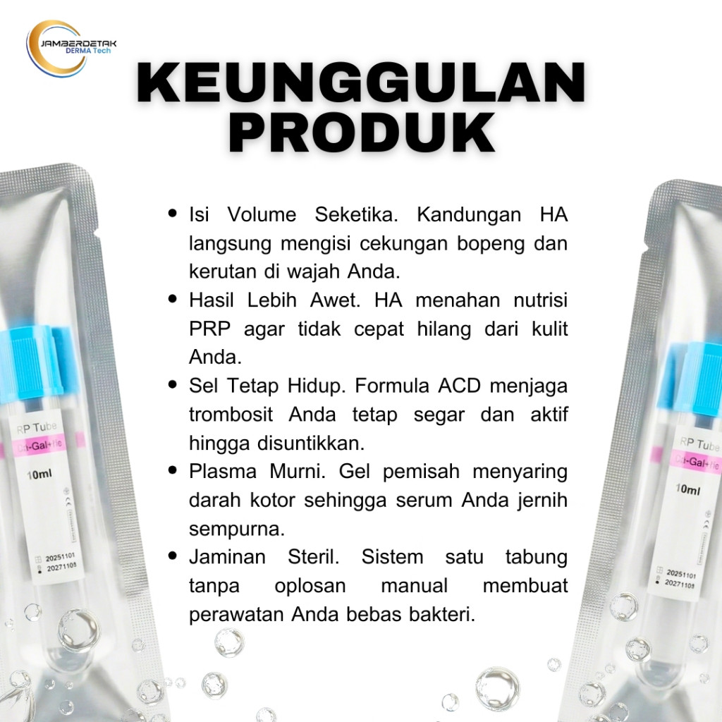 Tabung PRP Steril Wajah PRP Tube ACD + Gel + HA 10ml