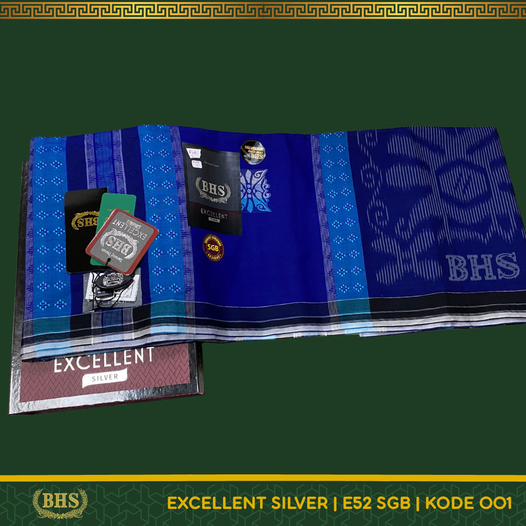 Sarung BHS Excellent SILVER Motif E52 SGB Bahan Mercerized Cotton Halus dan Lembut [Garansi Original