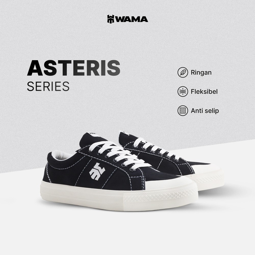 Venus|| WAMA - Asteris | Sneakers Casual - Sepatu Sneakers Casual Hitam Unisex - Sepatu Sneakers Sek