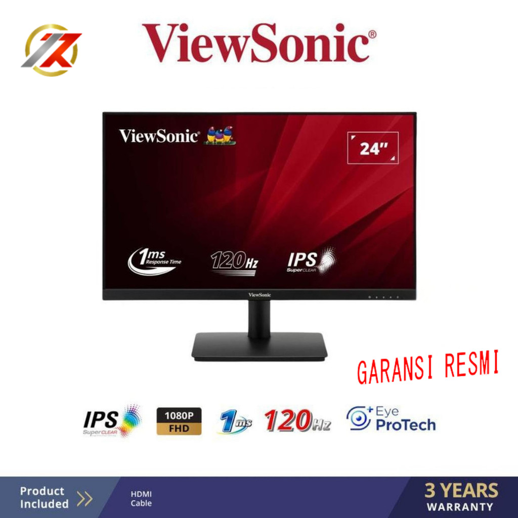 Monitor VIEWSONIC VA240A-H 24" FHD IPS 120Hz 1ms VGA HDMI | Monitor murah 24 inch 1080p ips 120Hz 1m