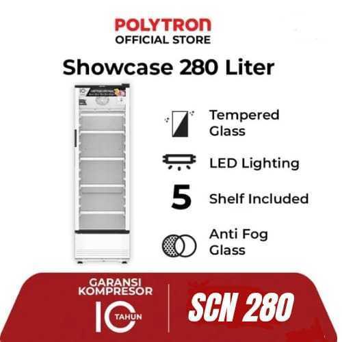 Polytron SCN 280 Showcase Pendingin 5 Rak White Lemari Pendingin Minuman SCN280 Showcase Tinggi