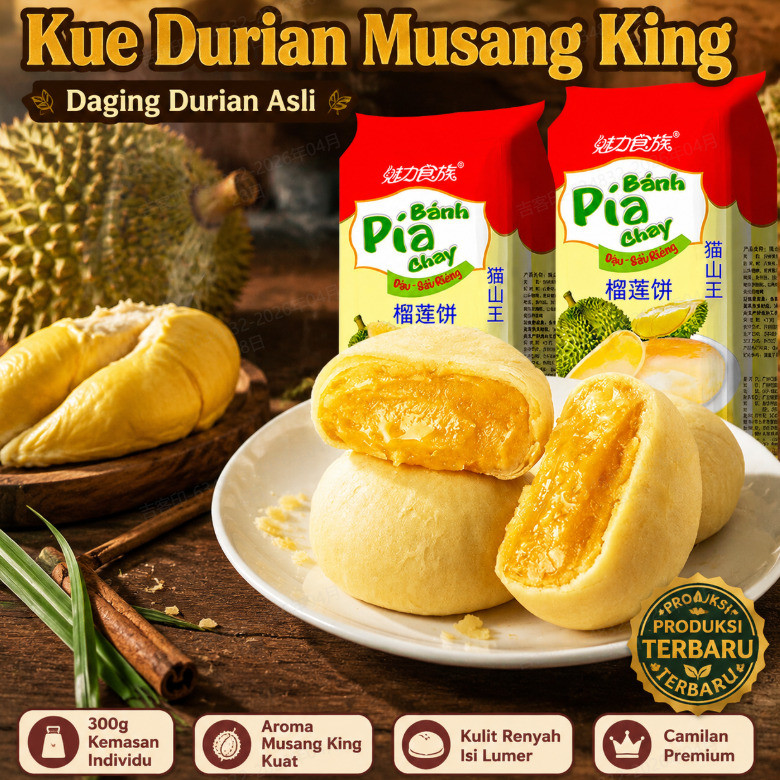 [Ready Stock] Durian Pia Asli Musang King 1Pack 4 Pcs/ Musang King Pie Durian 300g /Durian Musang Ki