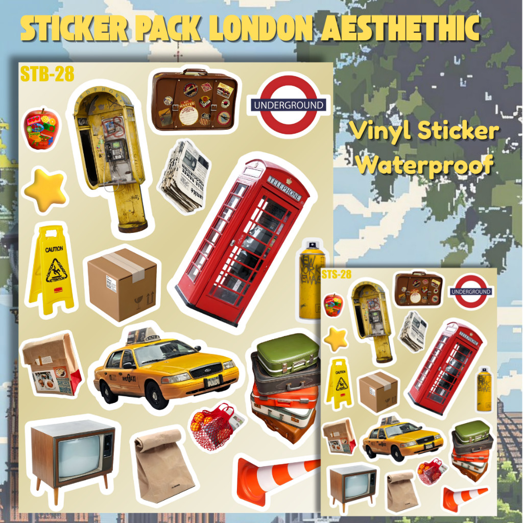 Sticker London Vintage Vinyl Glossy Waterproof – Stiker Travel City Aesthetic Anti Pudar Premium I S