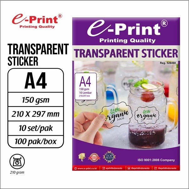 Kertas Foto e-Print Transparent Stiker