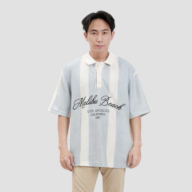 Nevada Stripe Vertical Varsity Look - Style 1 Kaos Polo Oversize Pria 123918280