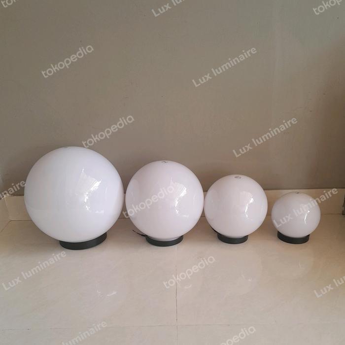 kap lampu taman bulat susu - diameter 15cm