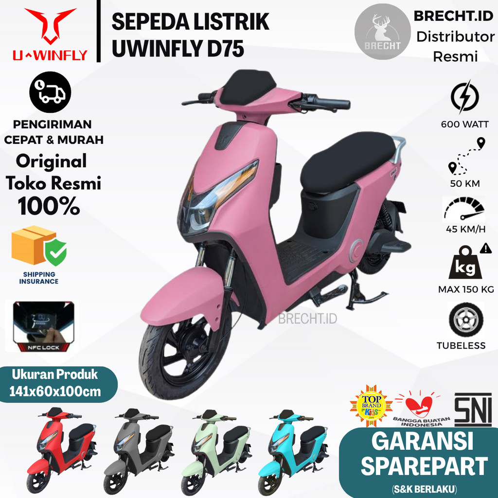 (BELUM TERMASUK ONGKIR) Sepeda Listrik Uwinfly D75 NEW 2025