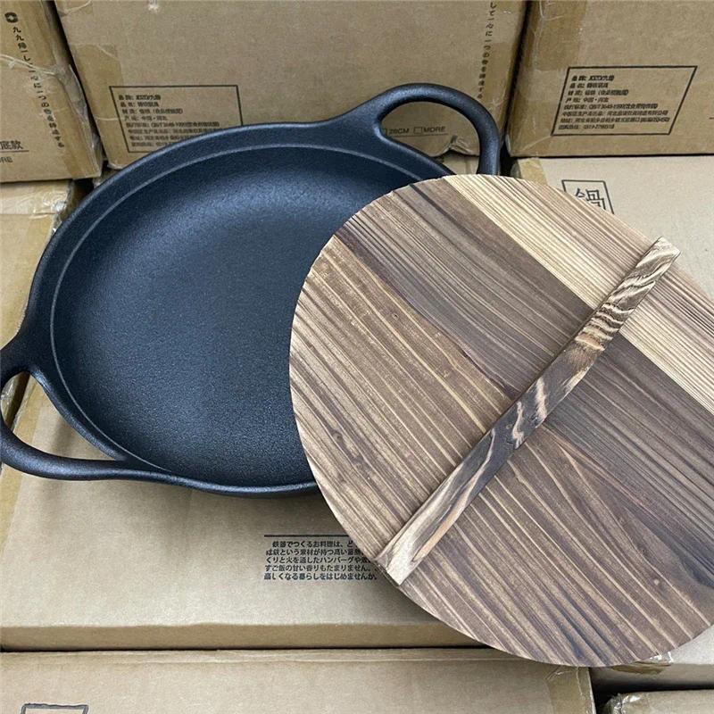 Cast iron pot Uncoated Non-stick surface Pig iron wok Cast iron cookware Wok pan Frying pan Japanese