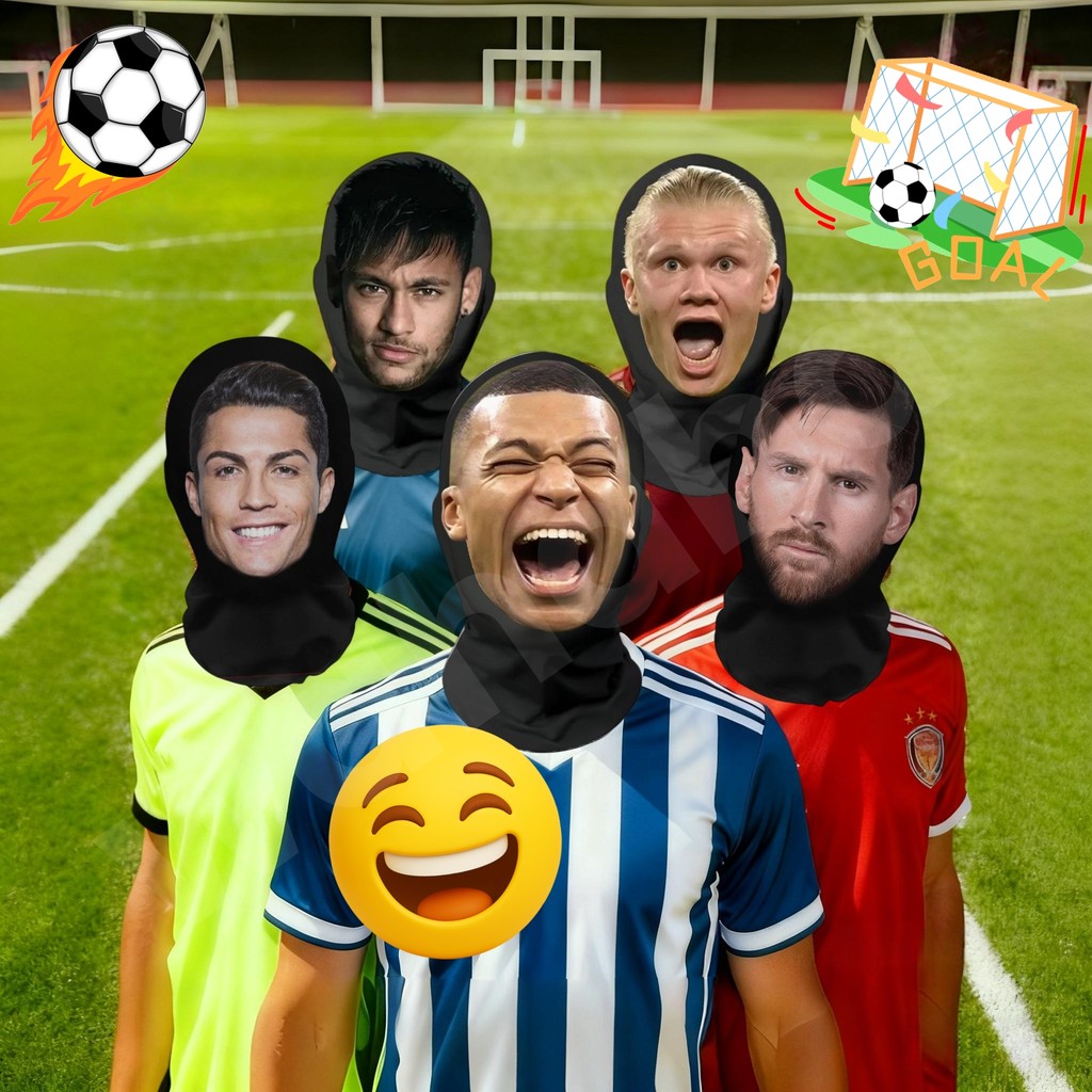 HOT [Seri Sepak Bola]Topeng Ugly Face Lucu Masker Ekspresi Wajah Abstrak Unik Kreatif Motor Pelindun