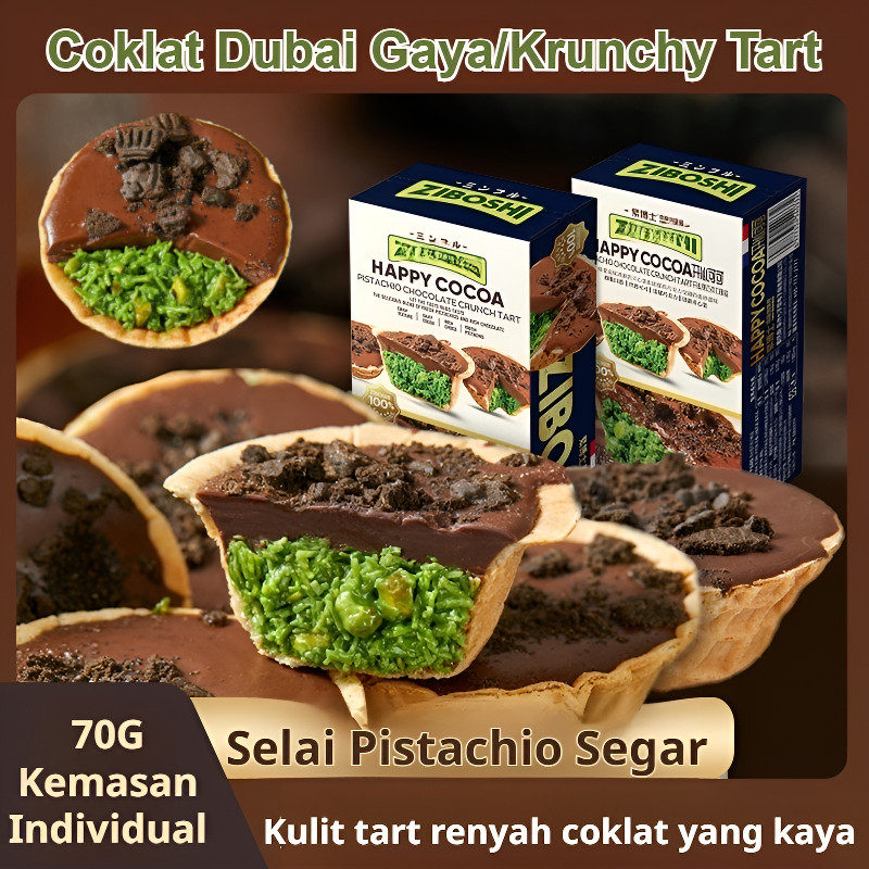 [Roti Selai Pistachio] Coklat Dubai Gaya/Krunchy Tart/70G/Kemasan Individual/Manis Lembut/Renyah Kri