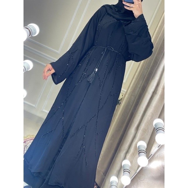 ABAYA DUBAI/ ABAYA MURAH/ GAMIS MURAH ABAYADUBAI HITAM JUMBO SIZE