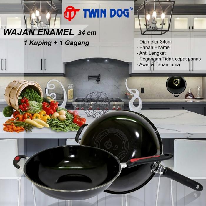 TD/YAMAKAWA Panci Wajan Goreng Enamel 34cm Anti Lengket - Gagang Panjang