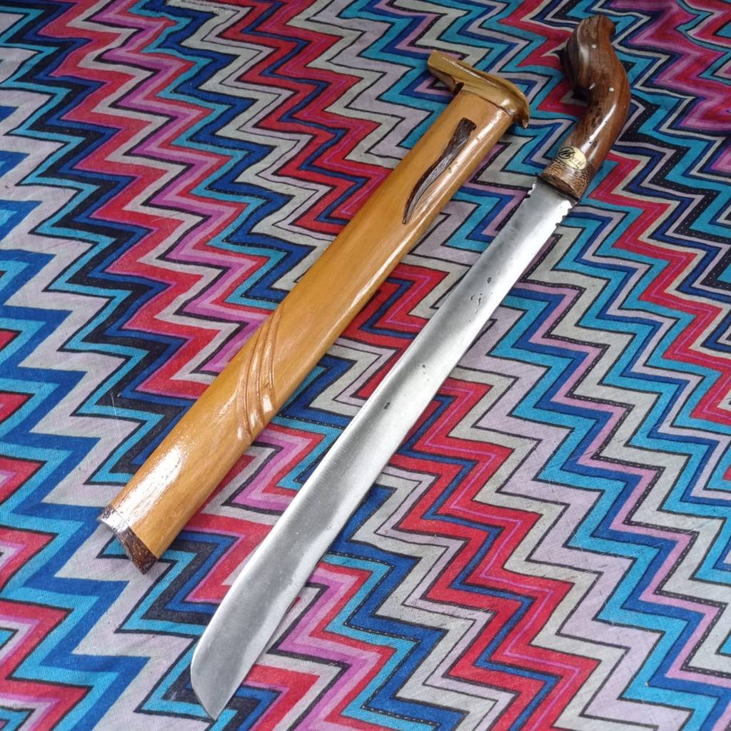GOLOK sarung ukir kayu jati ukuran panjang GOLOK CIBATU ASLI pemotong kayu dan bambu fulltang