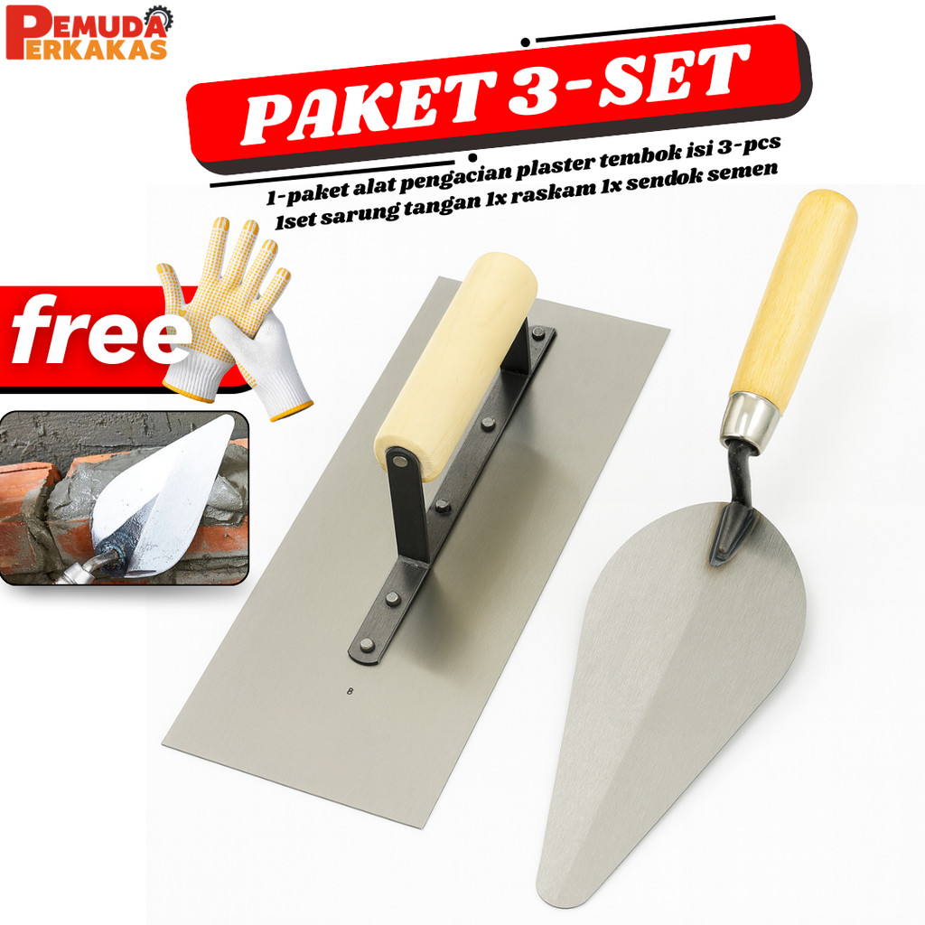 Paket Murah Roskam Acian Semen - Roskam Galur Asli Baja 27 cm dan Sendok Galur Asli Baja 20 cm