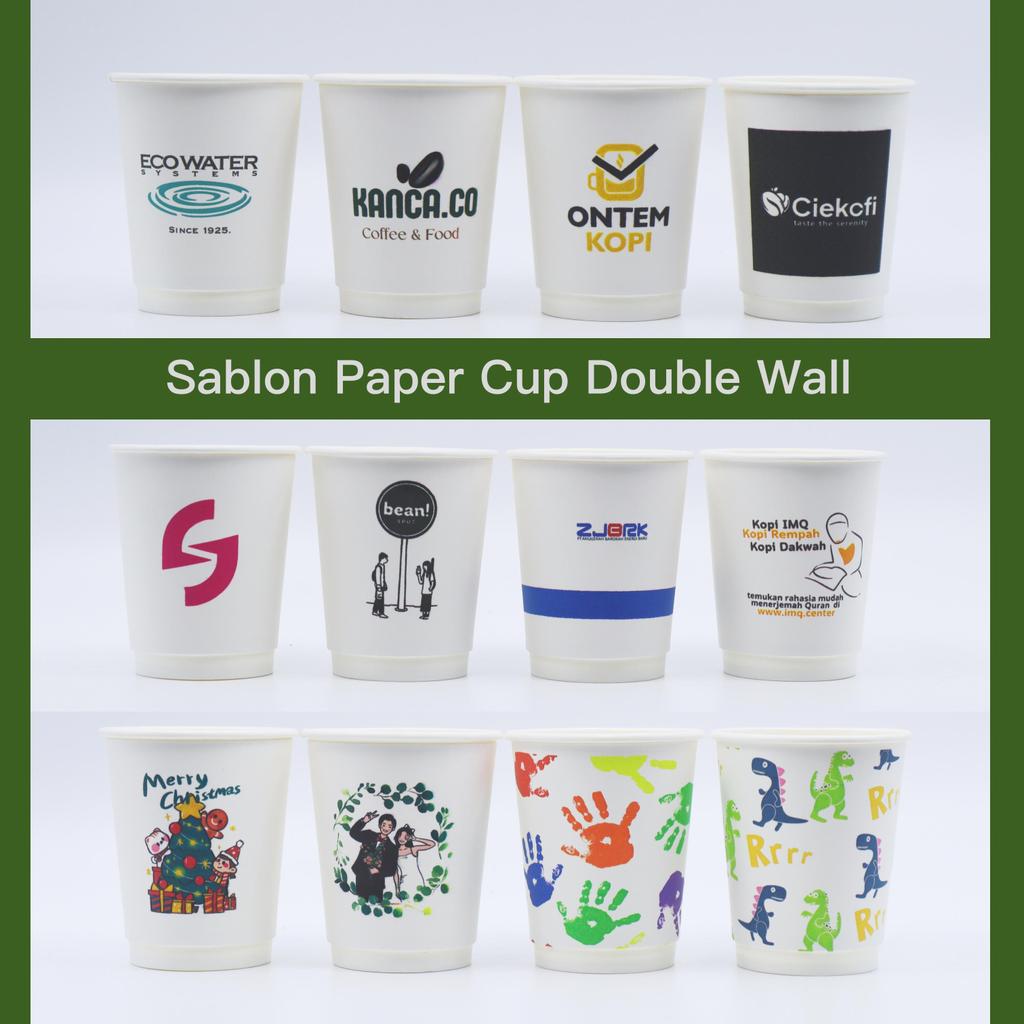 Sablon Paper Cup Tebal Double Wall  8oz 12oz 16oz