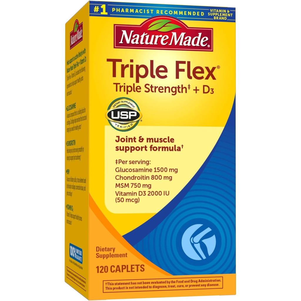 NatureMadeTripleFlexTripleStrengthCapletswithVitaminD3,120CountforJointSupport