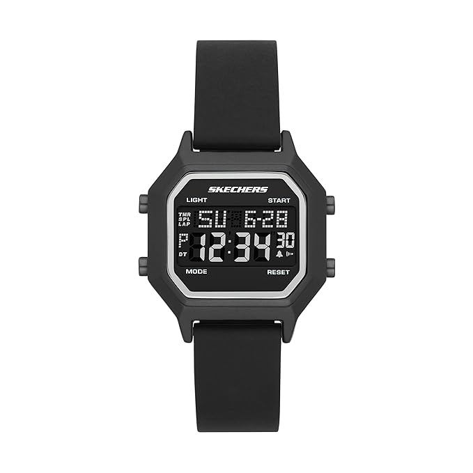 Skechers Digital Black Silicone Jam Tangan Wanita 18MM SR6194