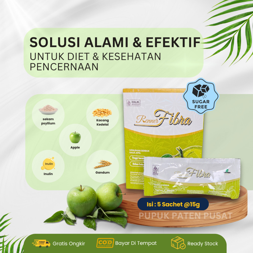 FIBRA RENNER Minuman Serbuk Rasa Apel Tingi Serat Bebas Gula 1 BOX 5 SACHET