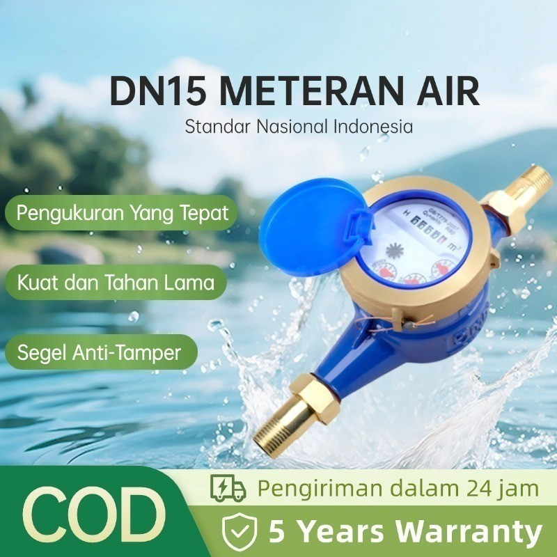 Meteran Air PDAM SNI 1/2" Body Besi Water Meter Ledeng PDAM 0.5 Inch Meteran PDAM Flow Meter