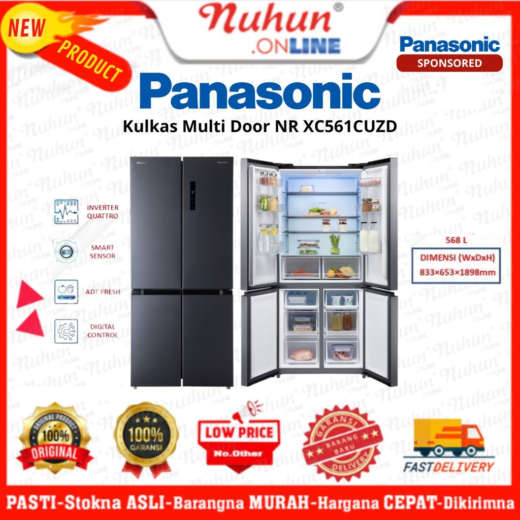 Panasonic Kulkas 4 Pintu SBS NR-XC561CUZD 515L