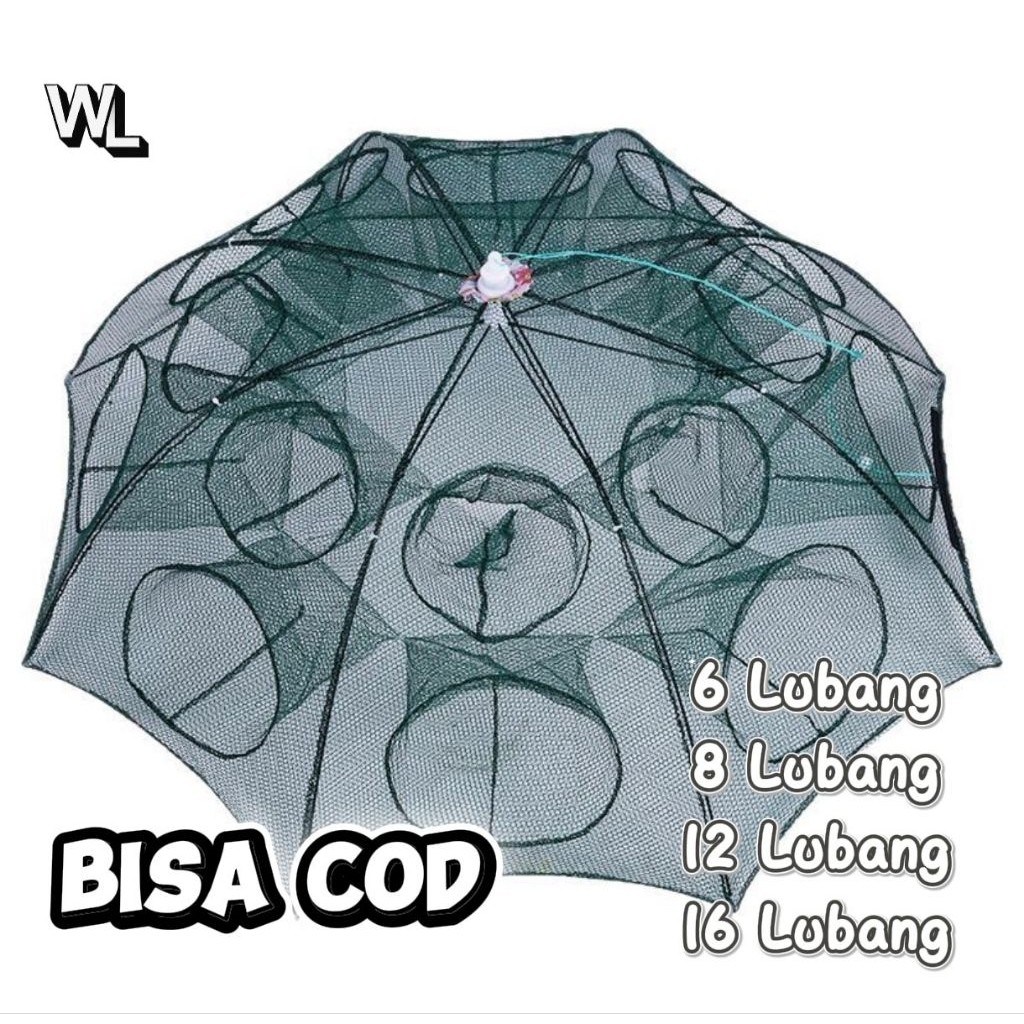 Perangkap Bubu Payung 6 Lubang / 8 Lubang / 12 Lubang / 16 Lubang Jaring Ikan / Jala Ikan Udang Kepi
