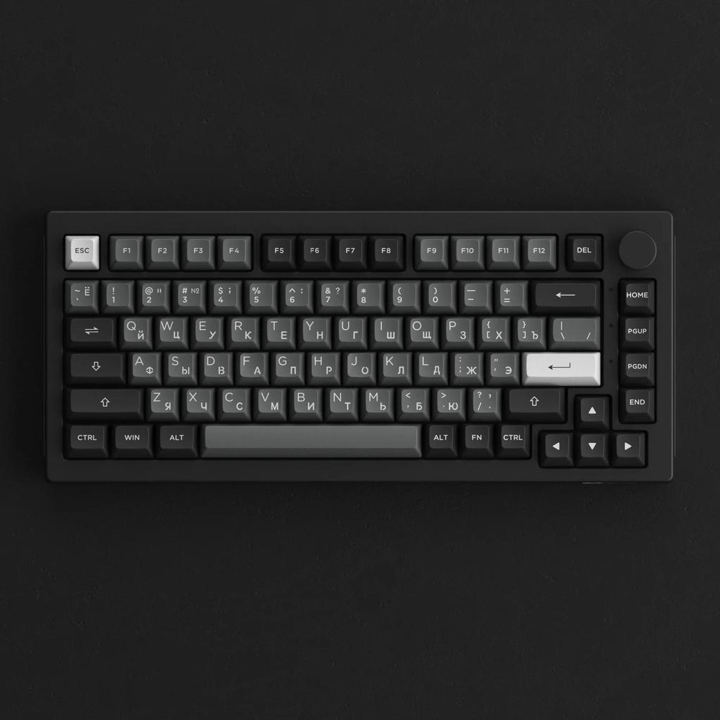 Akko Meanical Keyboard 5075B Plus Black Silver 75% ANSI Layout ASA Profile Cyrillic Keycaps RGB Hot-