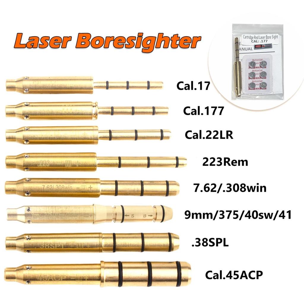 Tactical Laser Bore Sight .177/22LR/.223Rem/9mm/.38spl Cal Red Laser Boresighter End Barrel for Revo