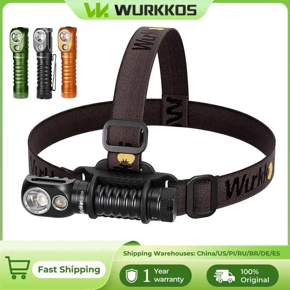 Wurkkos HD20 Headlamp 21700 Fishing Flashlight 2000 Lm Dual LED USB Reverse Charging Magnetic Tail C