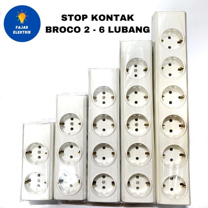 STOP KONTAK BROCO 2 3 4 5 6 LUBANG / TERMINAL / COLOKAN LISTRIK BROCO - 2 LUBANG