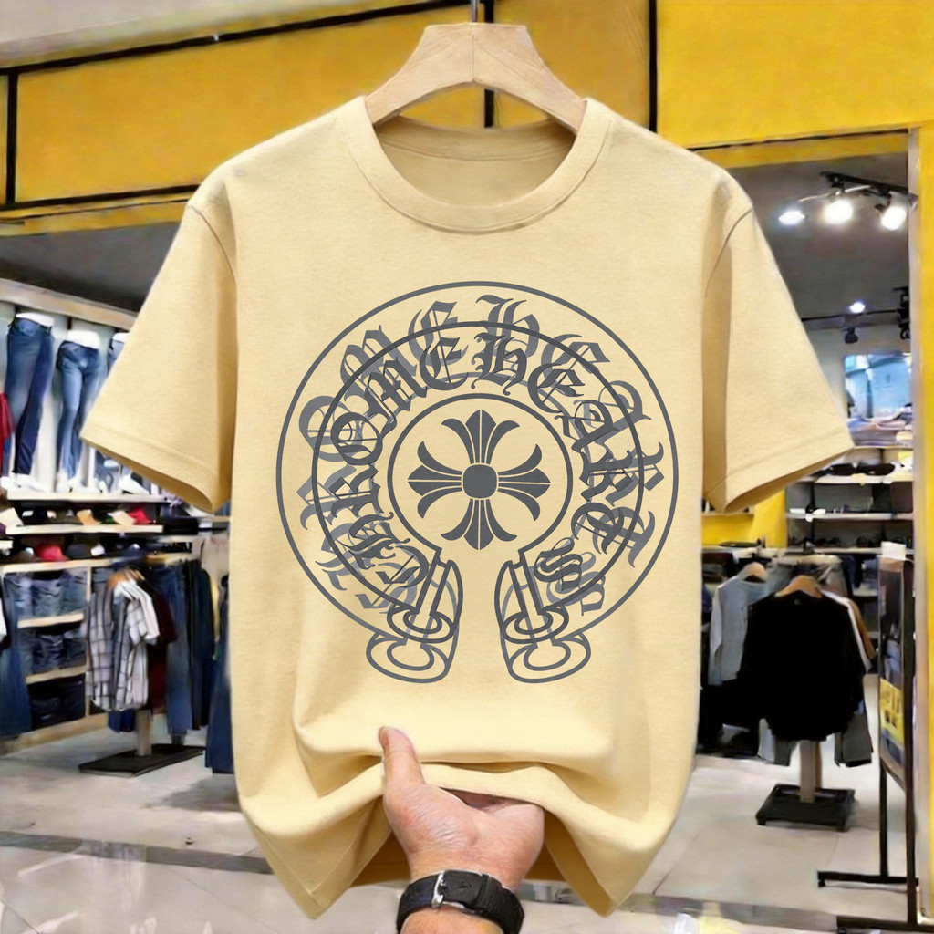 Chrome Hearts Style Print Kaos Polos Katun Premium Tebal 210GSM Original Indonesia Size Lengkap Loos