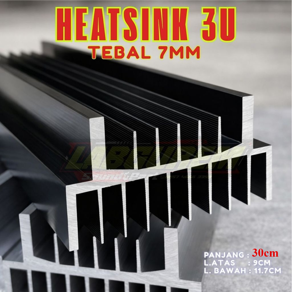 Heatsink / Pendingin 3u Hitam 30cm tebal 7mm