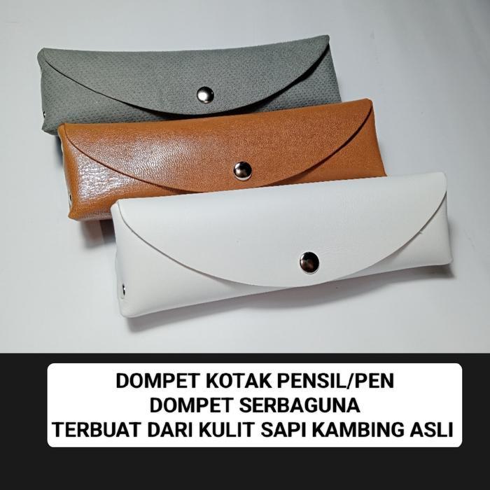 BIG SELLER kotak pensil kulit asli pen, tas serbaguna, tas dompet kulit sapi asli - PUTIH VINTAGE