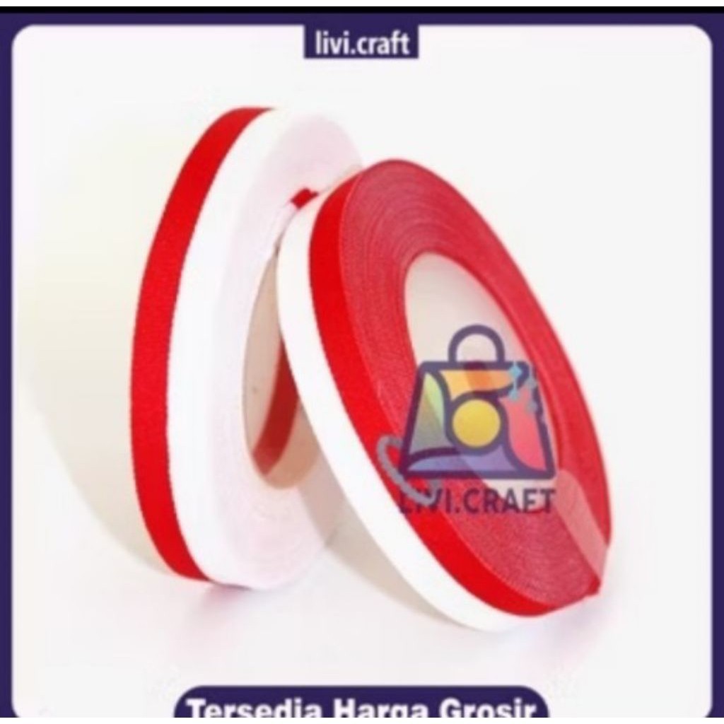 

TERMURAH PROMO !!! pita merah putih ukuran 1/2 inch (1.5cm).panjang keterangan supplier 20 yard...