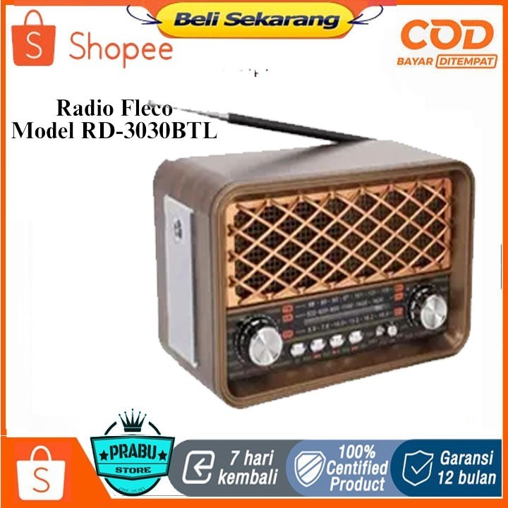 TERLARIS Radio Portable Multifungsi Fleco F-3030 BTL Radio Jadul Klasik Berkualitas Harga Murah dan 