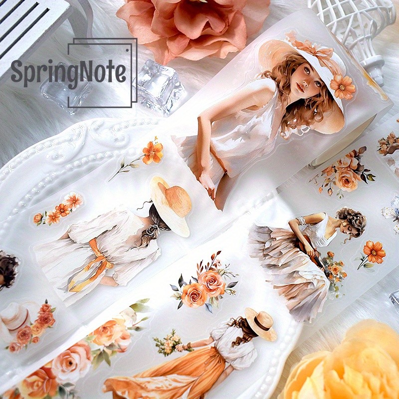 

200cm No-Repeat Pre-Cut Beautiful Girl PET Tape Matte Transparent Decortaive Adhesive Tape For Stickers Scrapbooking Journal DIY