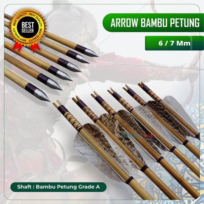 Anak Panah Arrow Bambu Petung 6mm 7mm Grade A - Ukuran 7mm